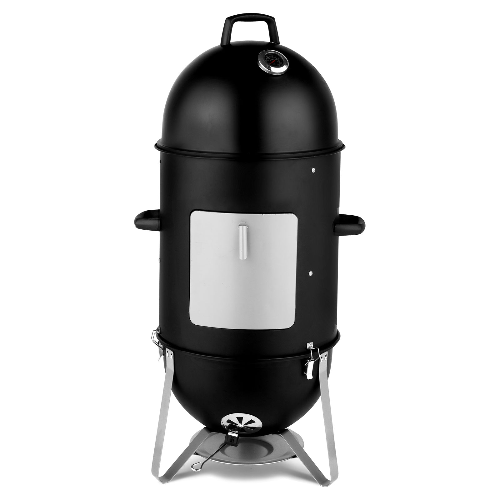3-layer Oval Cylinder Smoker Iron Charcoal Grill Inkedjoy