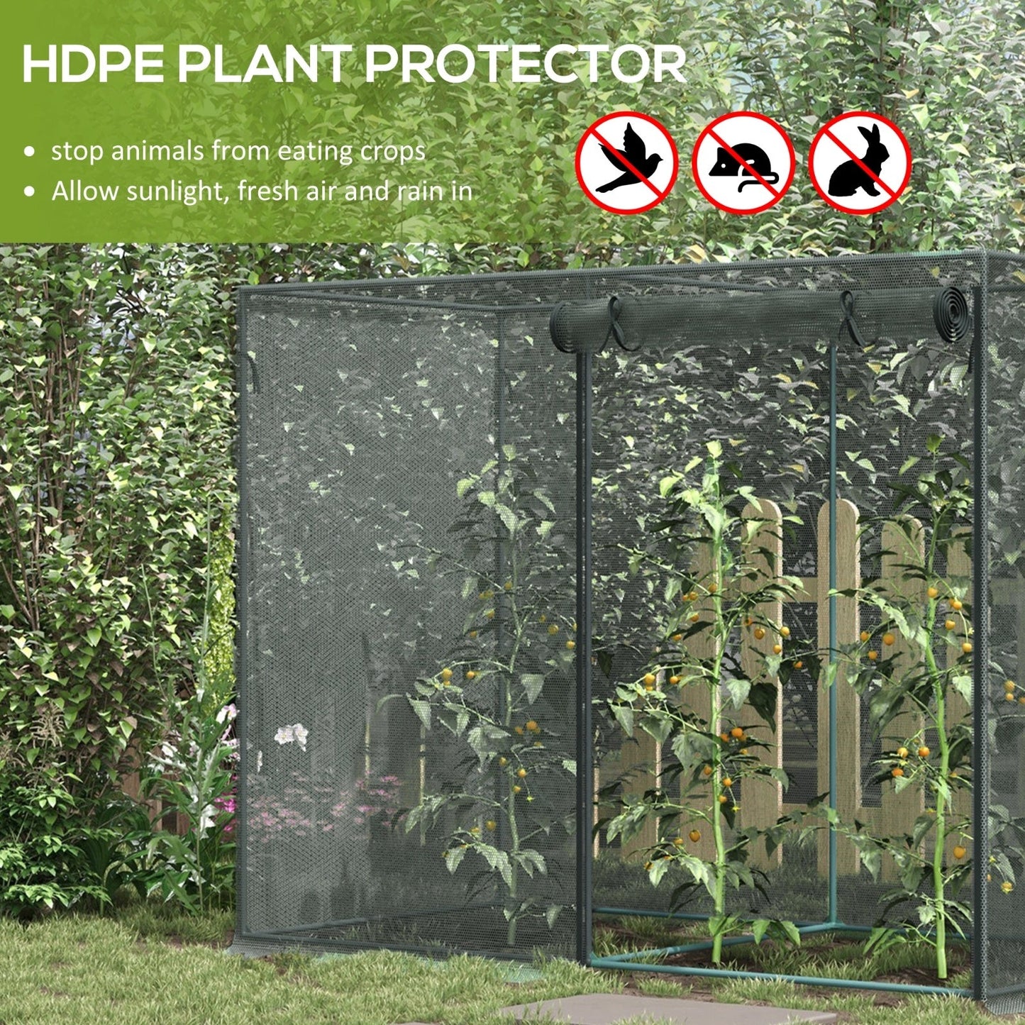 6' X 3' Crop Cage, Plant Protection Tent With Zippered Doors For Vegetable Garden Inkedjoy