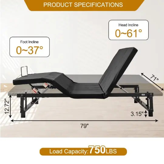 Adjustable Bed Base Frame Head And Foot Incline Quiet Motor King Size My Store