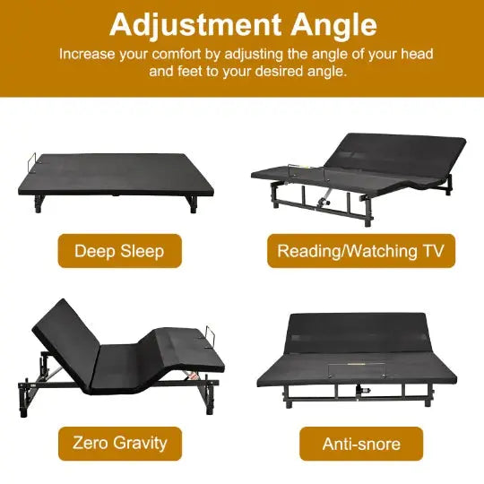 Adjustable Bed Base Frame Head And Foot Incline Quiet Motor King Size My Store