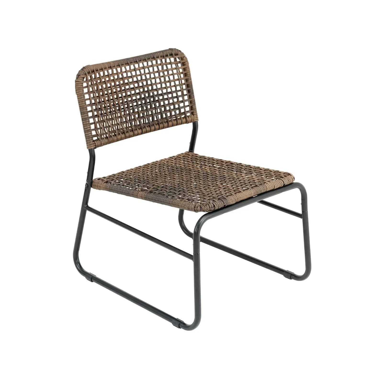 Patio Furniture Set 3 Piece Rattan Steel Frame And Modern Round Table- Brown My Store