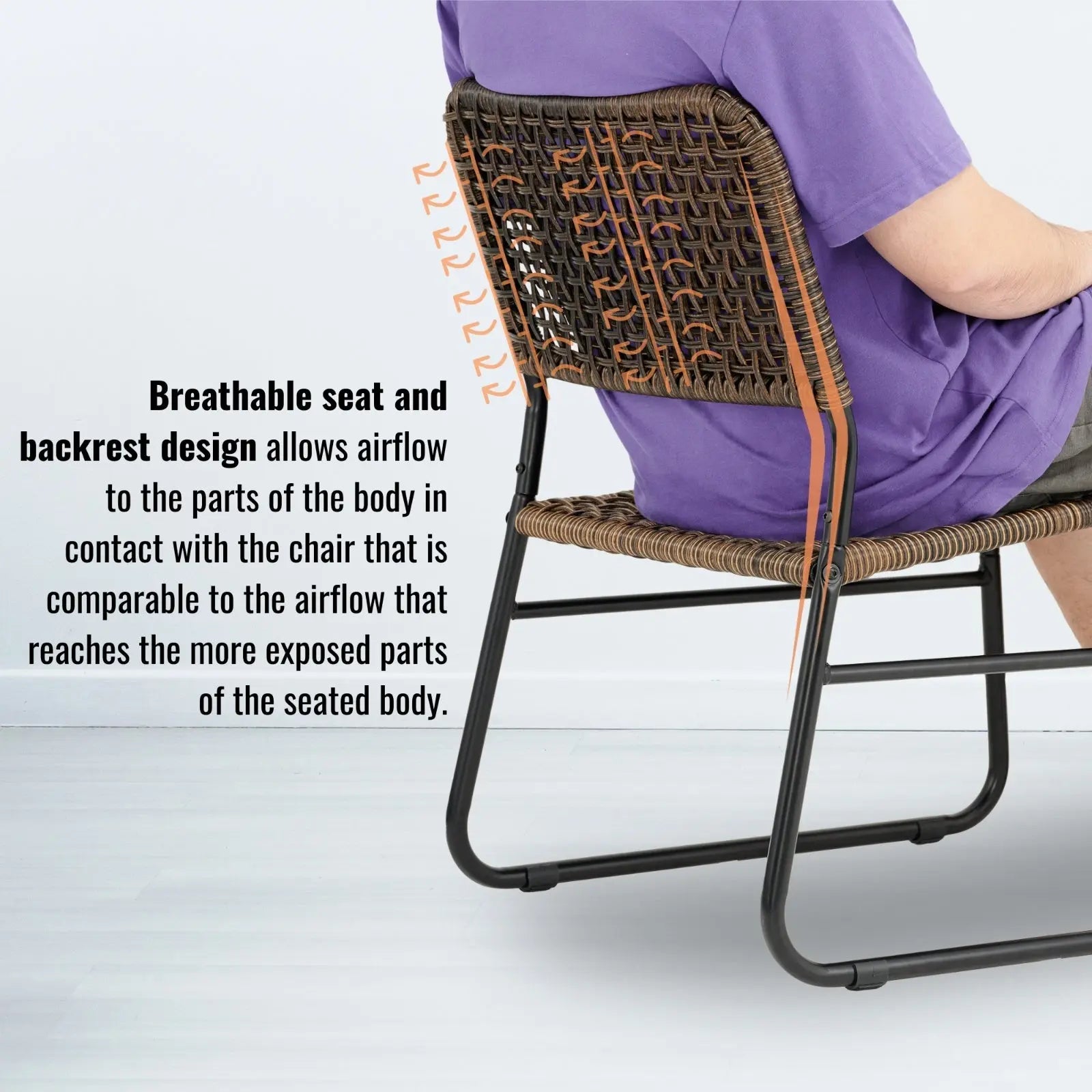 Patio Furniture Set 3 Piece Rattan Steel Frame And Modern Round Table- Brown My Store