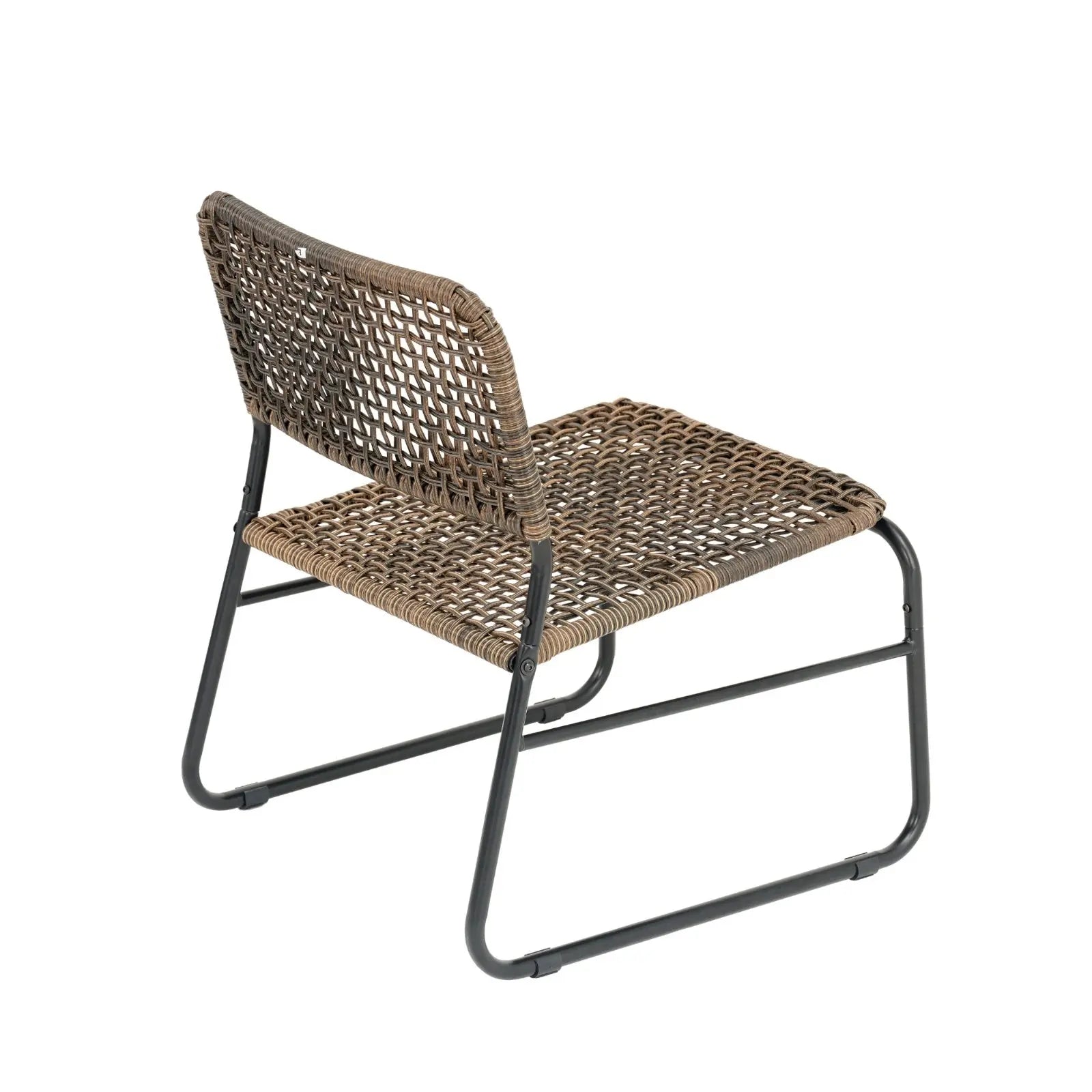 Patio Furniture Set 3 Piece Rattan Steel Frame And Modern Round Table- Brown My Store