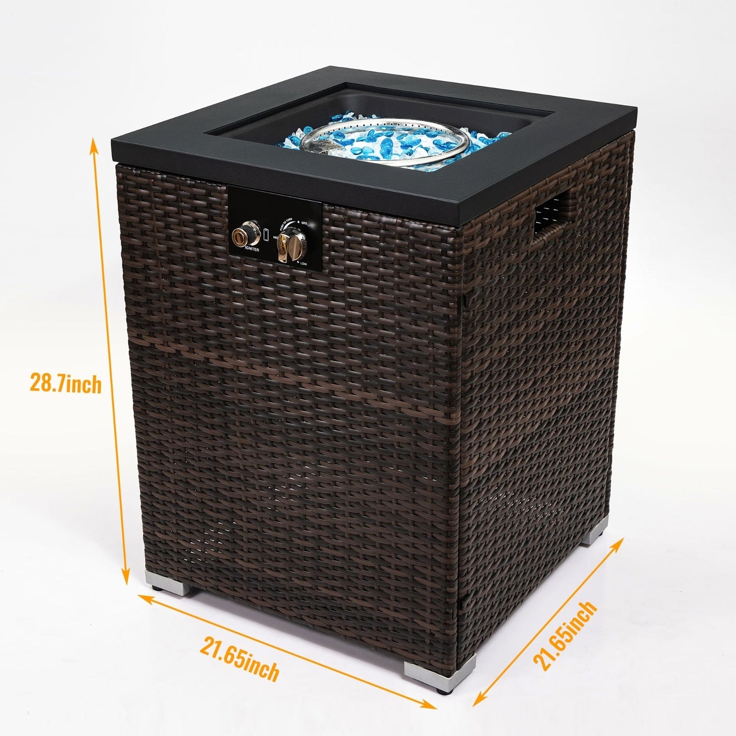 Wicker Fire Pit Column With Glass Wind Guard Inkedjoy
