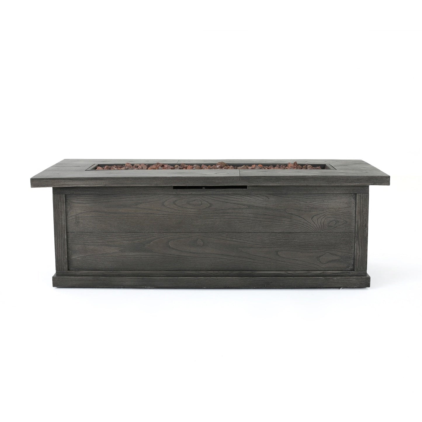 Patio Fire Pit Rectangular Wood Finish MGO Fire Table - Grey Inkedjoy