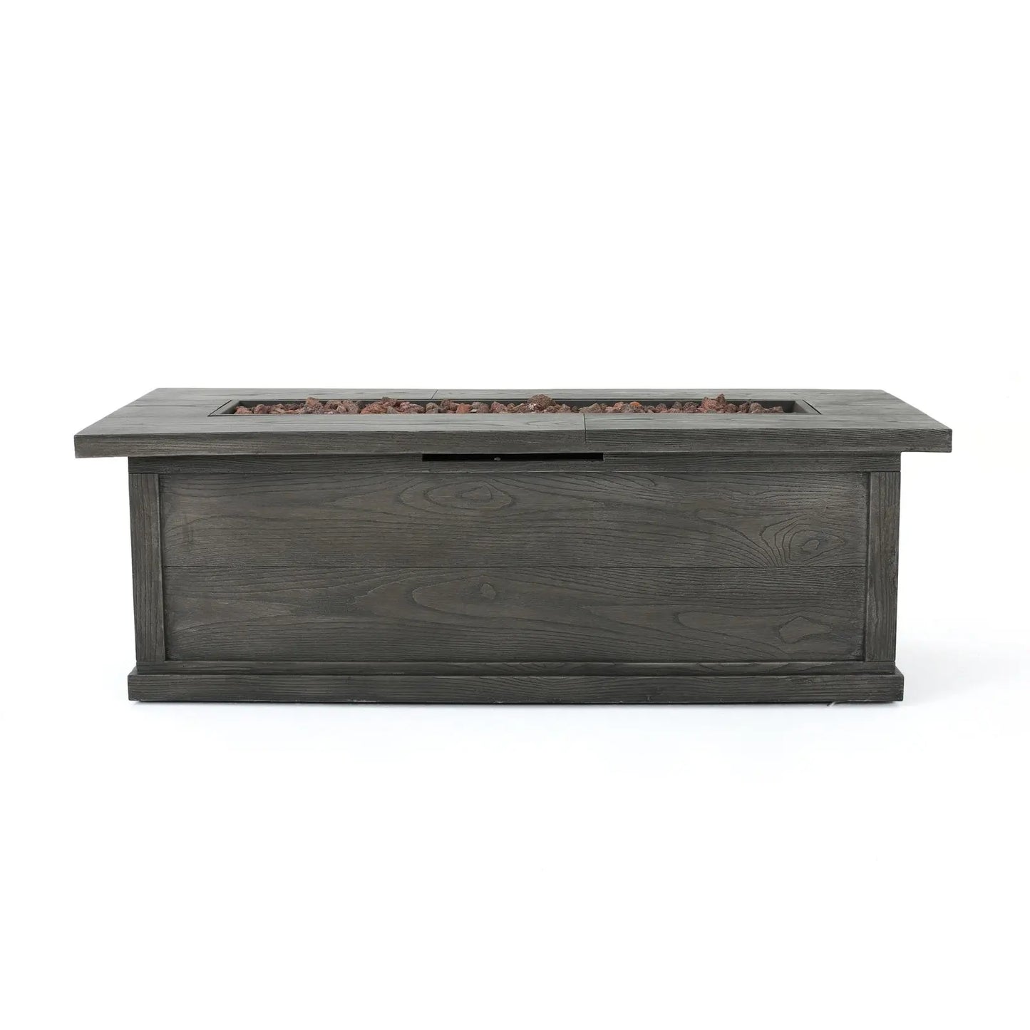 Patio Fire Pit Rectangular Wood Finish MGO Fire Table - Grey Inkedjoy