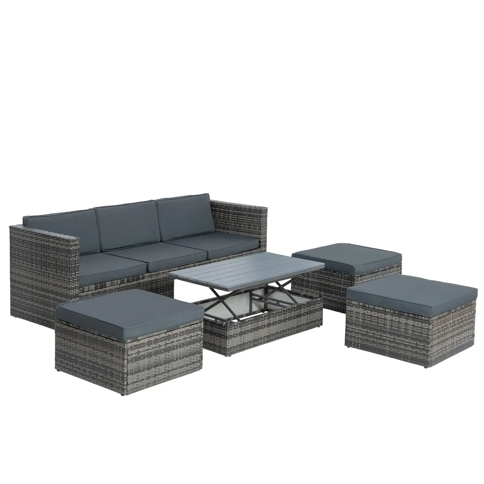 Patio Furniture, Outdoor Furniture, Seasonal PE Wicker Furniture,5 Set Wicker Furniture With Plywood My Store