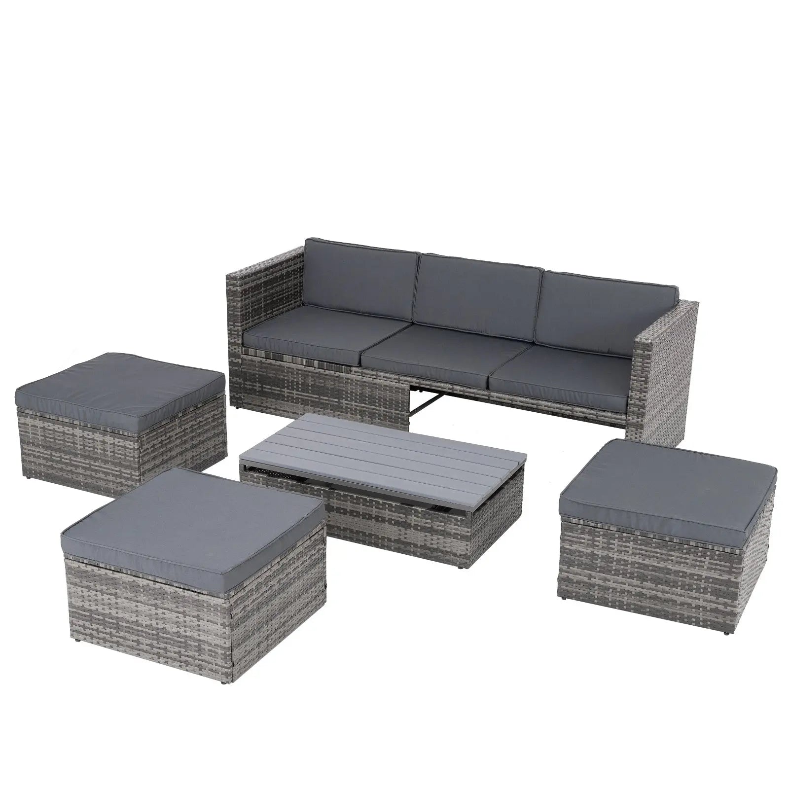 Patio Furniture, Outdoor Furniture, Seasonal PE Wicker Furniture,5 Set Wicker Furniture With Plywood My Store
