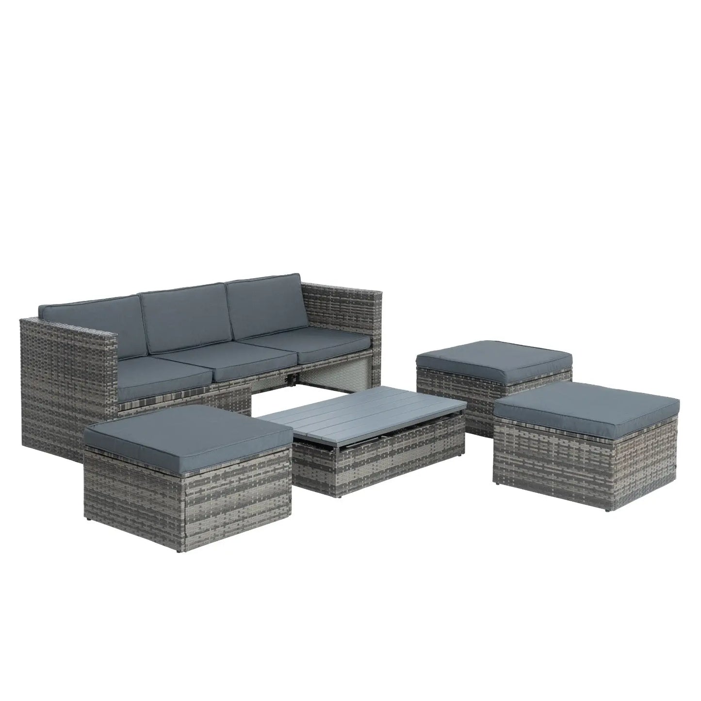 Patio Furniture, Outdoor Furniture, Seasonal PE Wicker Furniture,5 Set Wicker Furniture With Plywood My Store