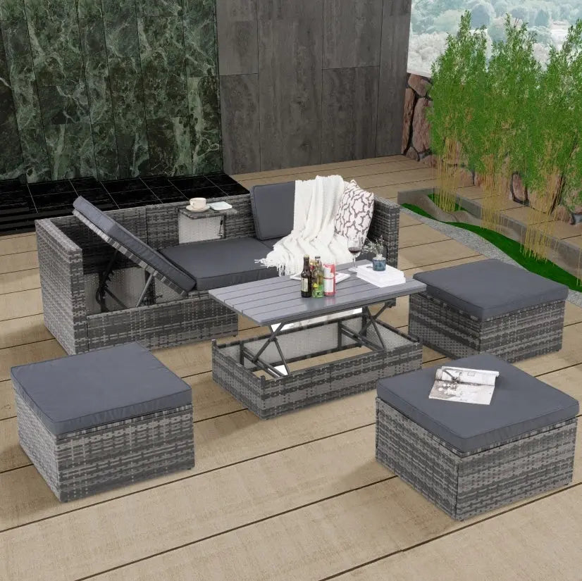 Patio Furniture, Outdoor Furniture, Seasonal PE Wicker Furniture,5 Set Wicker Furniture With Plywood My Store