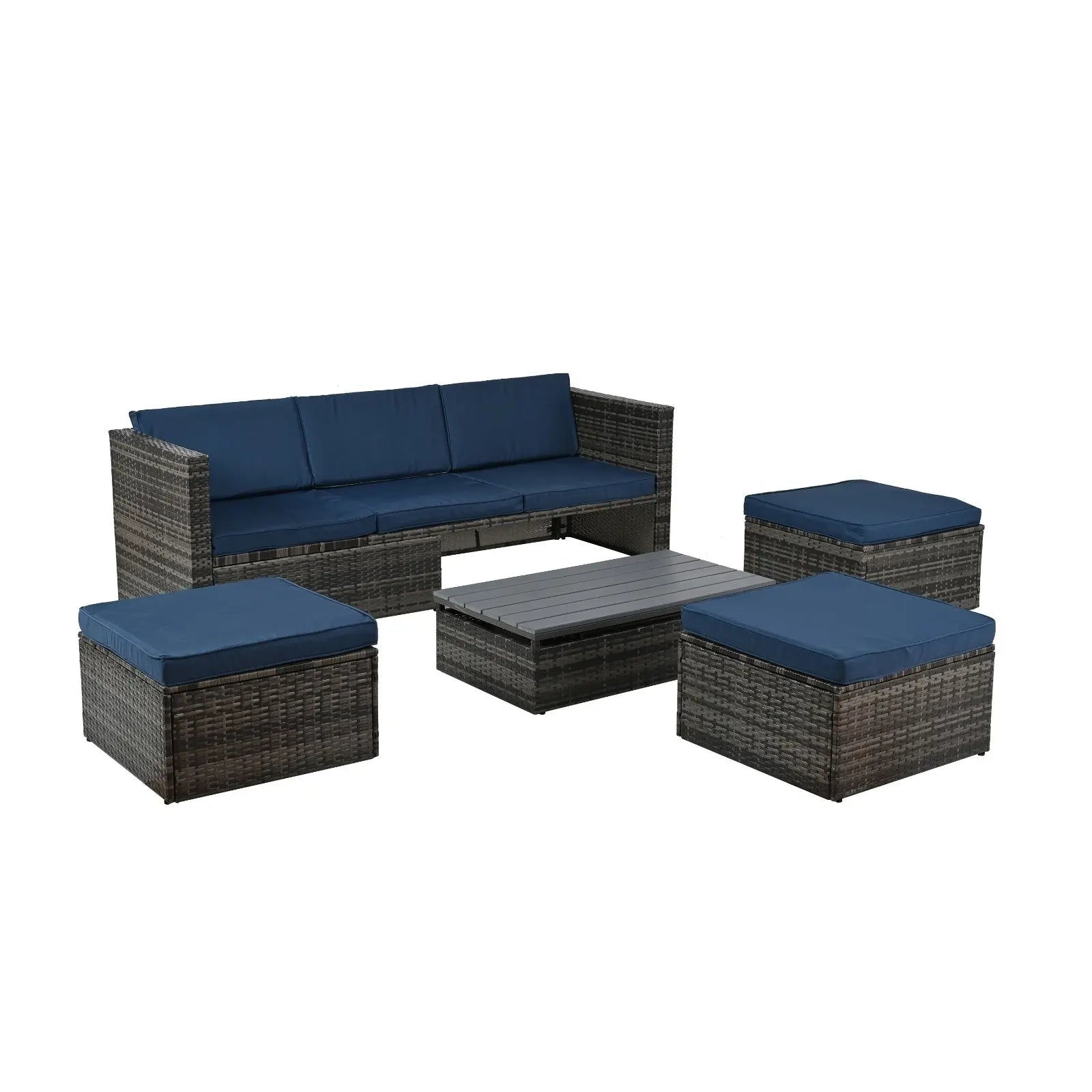 Patio Furniture, Outdoor Furniture, Seasonal PE Wicker Furniture,5 Set Wicker Furniture With Plywood My Store