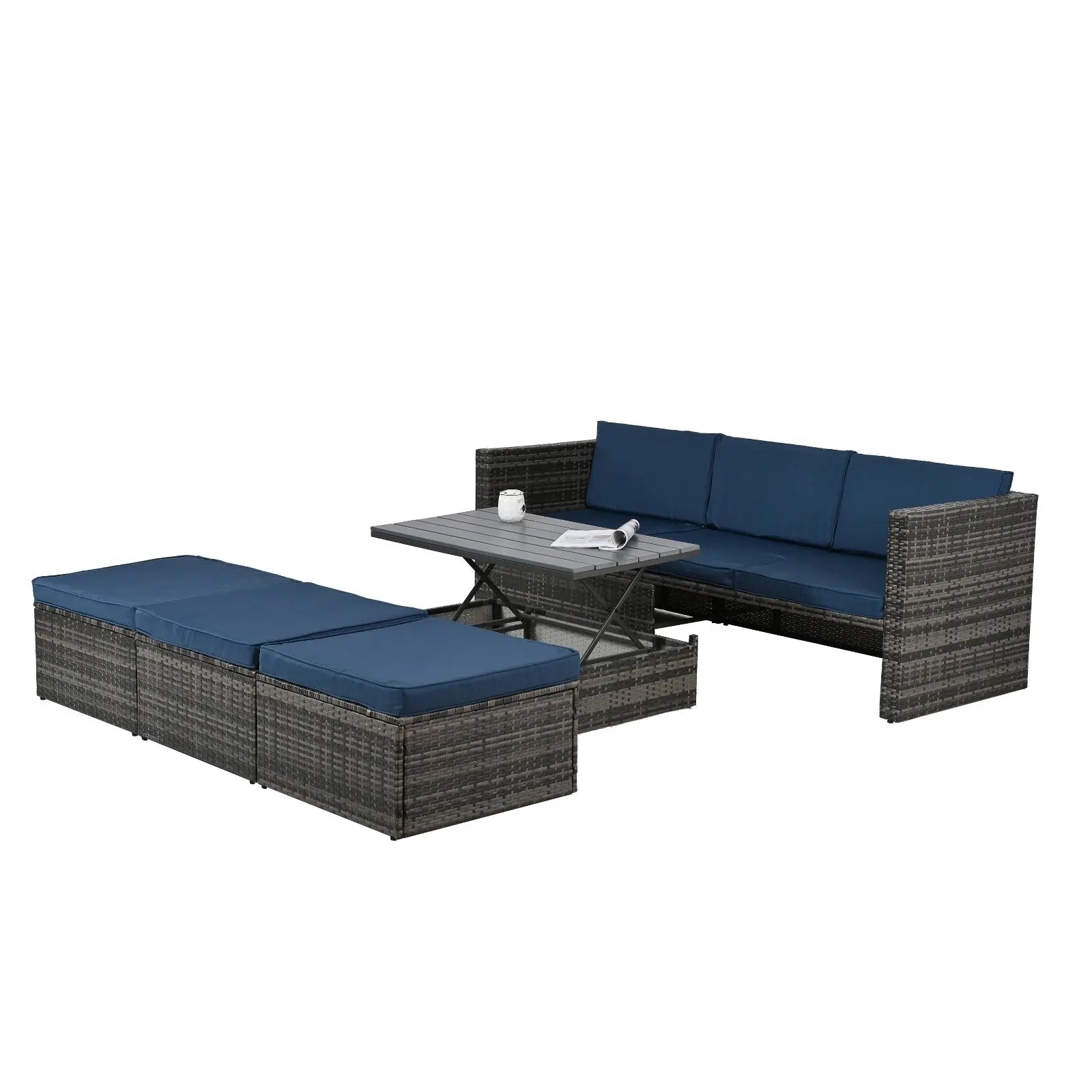 Patio Furniture, Outdoor Furniture, Seasonal PE Wicker Furniture,5 Set Wicker Furniture With Plywood My Store