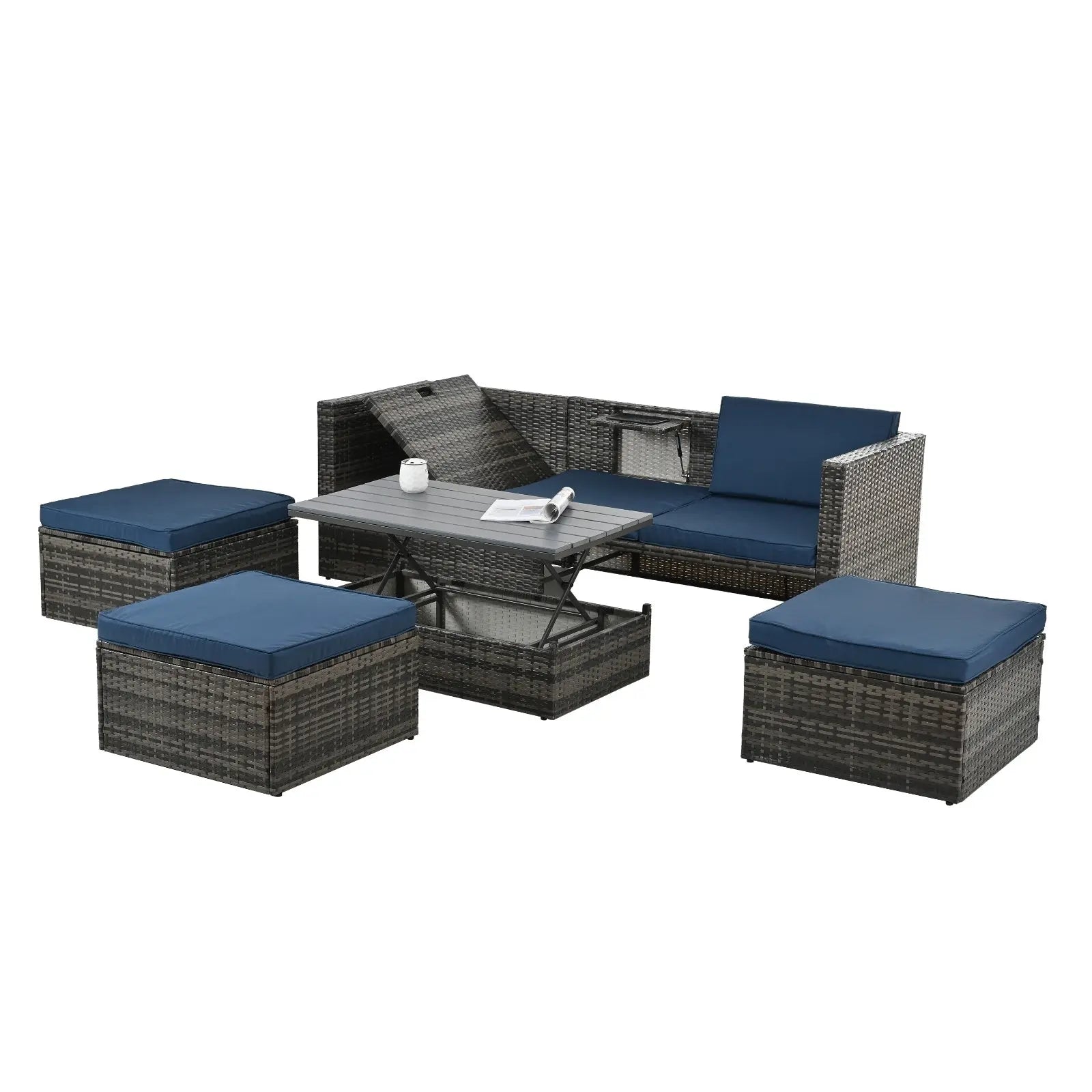 Patio Furniture, Outdoor Furniture, Seasonal PE Wicker Furniture,5 Set Wicker Furniture With Plywood My Store