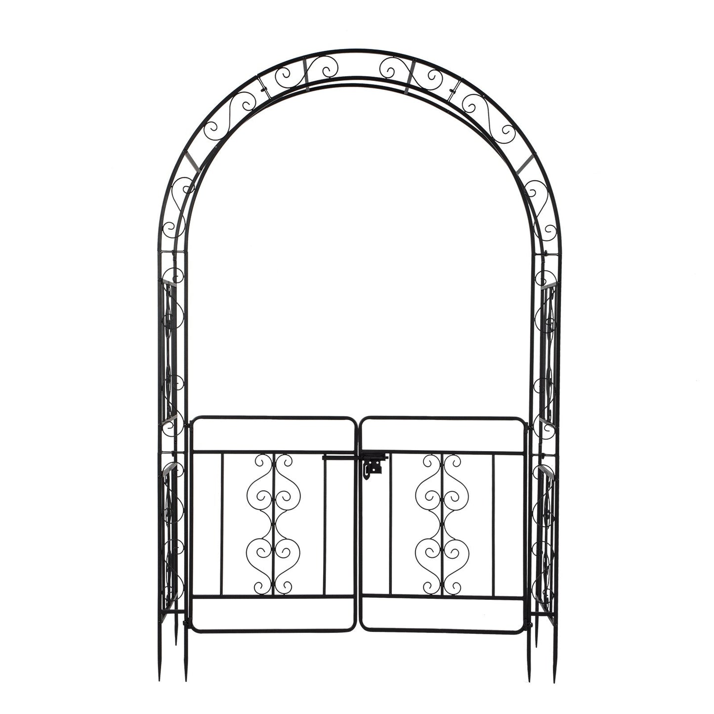 7ft, Black, Double-decked, Rounded Roof, With Door, Wrought Iron, Iron Arch, Courtyard Inkedjoy