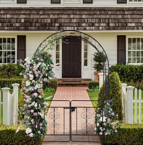 7ft, Black, Double-decked, Rounded Roof, With Door, Wrought Iron, Iron Arch, Courtyard Inkedjoy