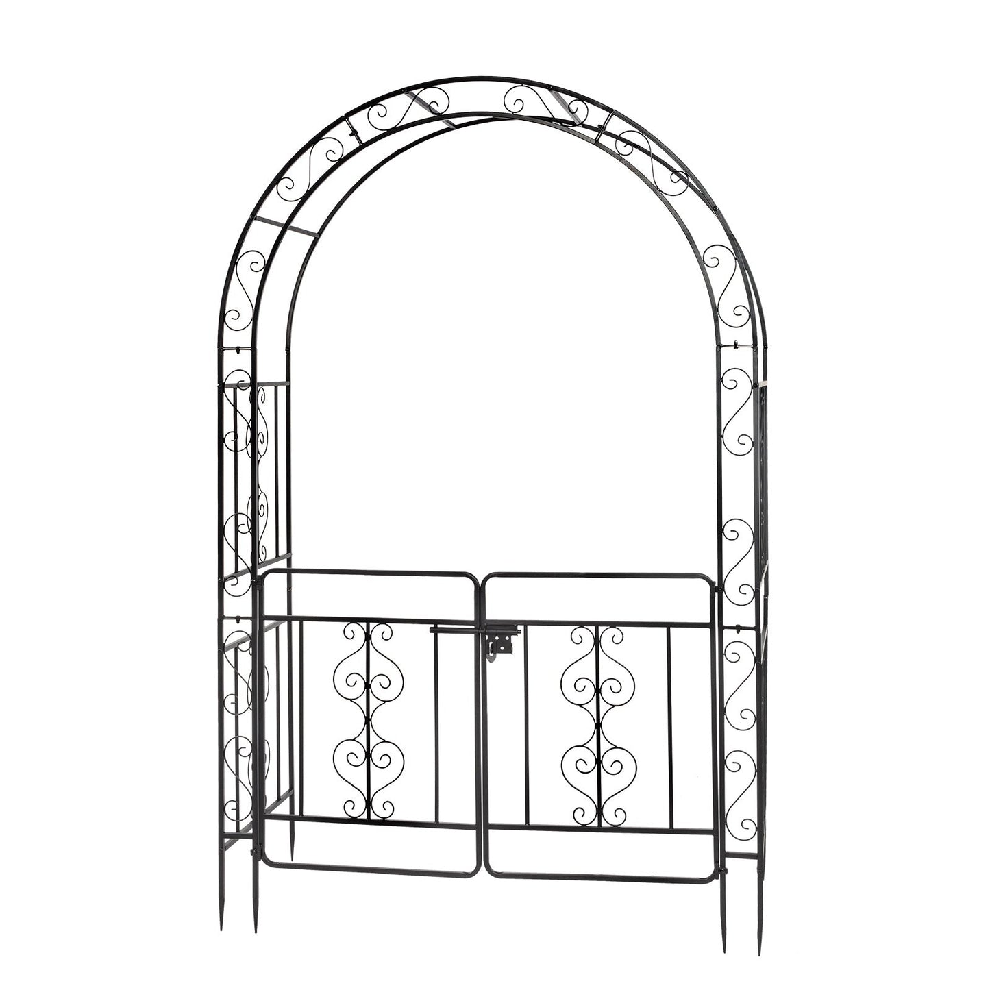 7ft, Black, Double-decked, Rounded Roof, With Door, Wrought Iron, Iron Arch, Courtyard Inkedjoy