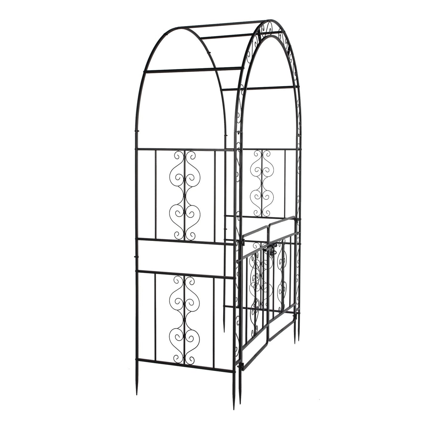 7ft, Black, Double-decked, Rounded Roof, With Door, Wrought Iron, Iron Arch, Courtyard Inkedjoy