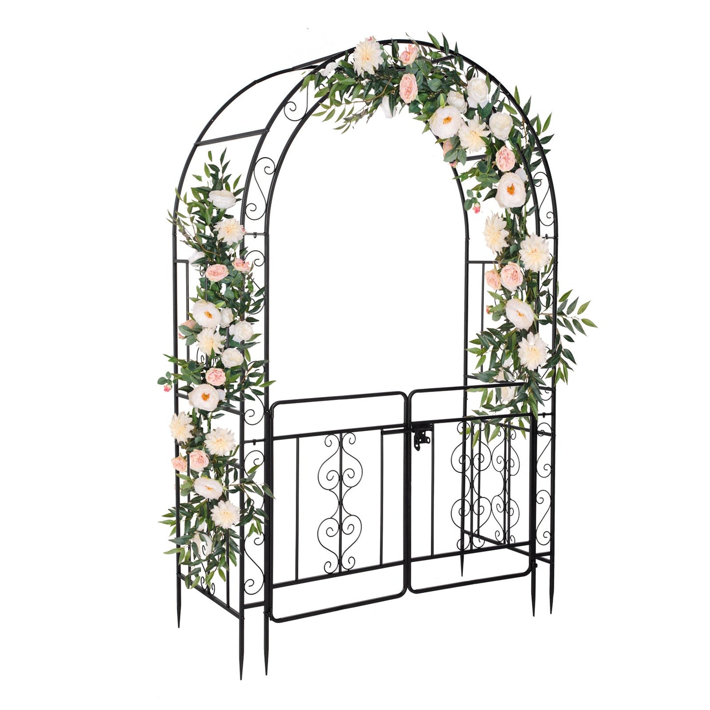 7ft, Black, Double-decked, Rounded Roof, With Door, Wrought Iron, Iron Arch, Courtyard Inkedjoy
