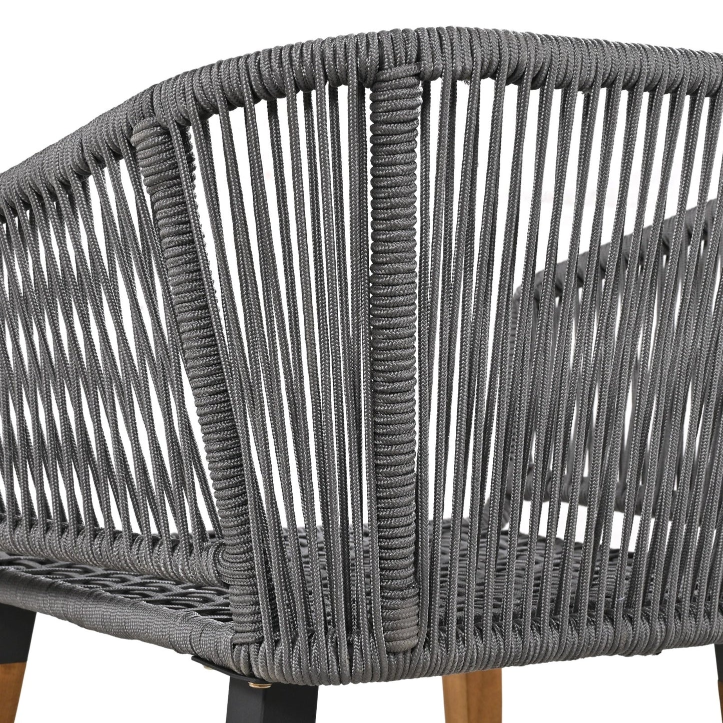 6-Piece Rope Patio Furniture Set, Outdoor Furniture With Acacia Wood Cool Bar Table Inkedjoy