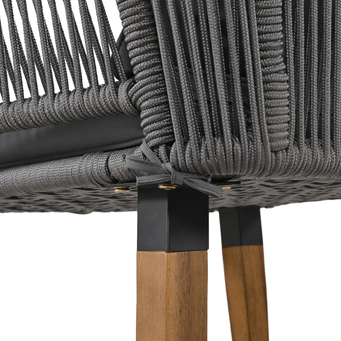 6-Piece Rope Patio Furniture Set, Outdoor Furniture With Acacia Wood Cool Bar Table Inkedjoy