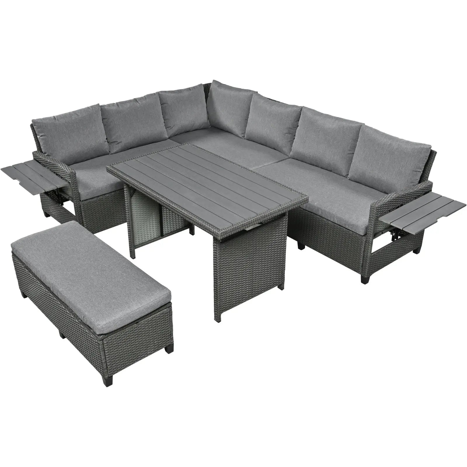 5-Pc Outdoor Patio Rattan Sofa Set, L-Shaped PE Wicker Garden Furniture My Store