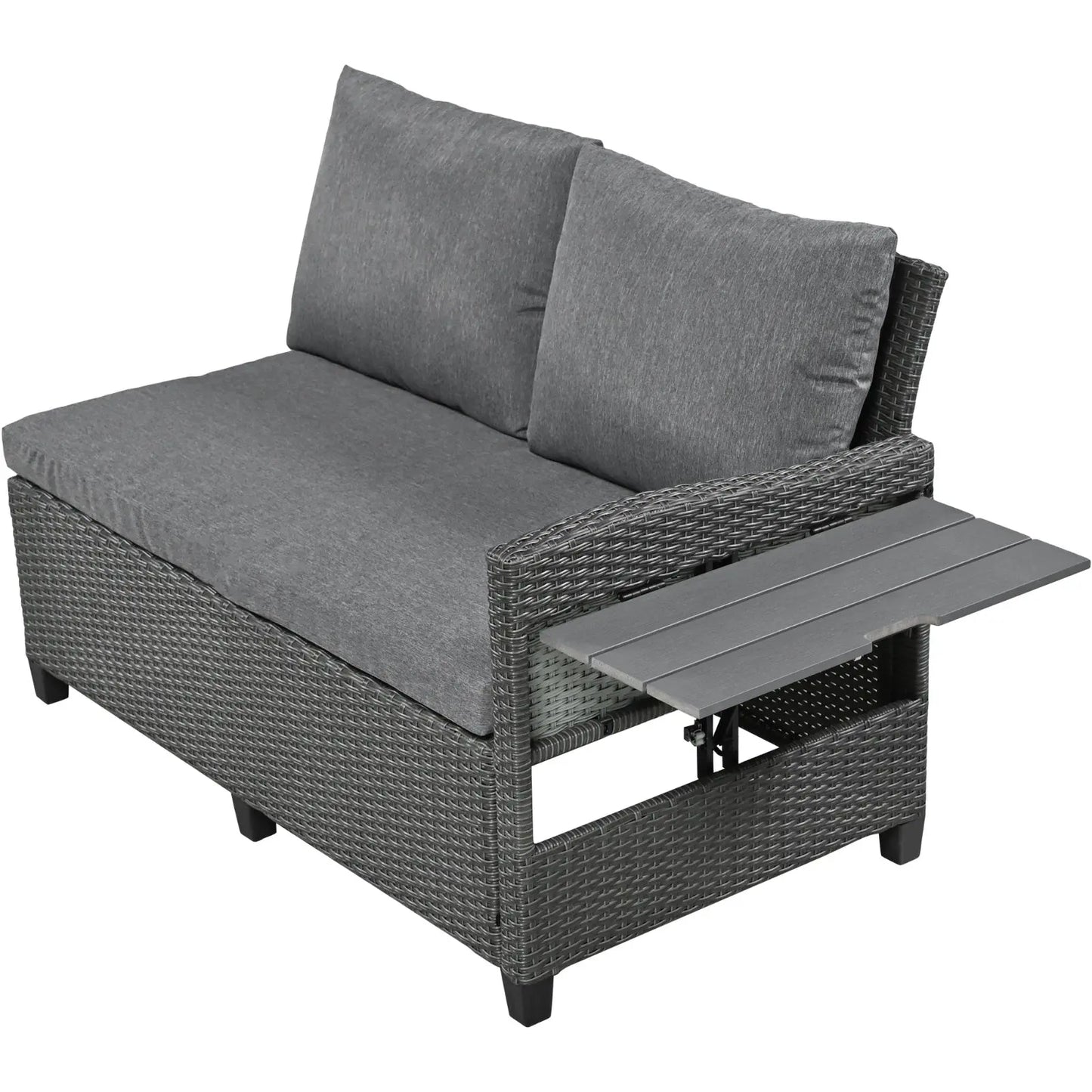 5-Pc Outdoor Patio Rattan Sofa Set, L-Shaped PE Wicker Garden Furniture My Store