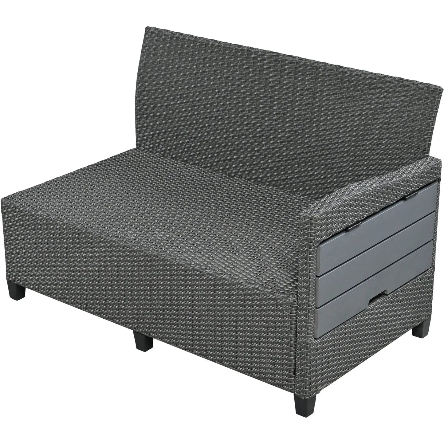 5-Pc Outdoor Patio Rattan Sofa Set, L-Shaped PE Wicker Garden Furniture My Store