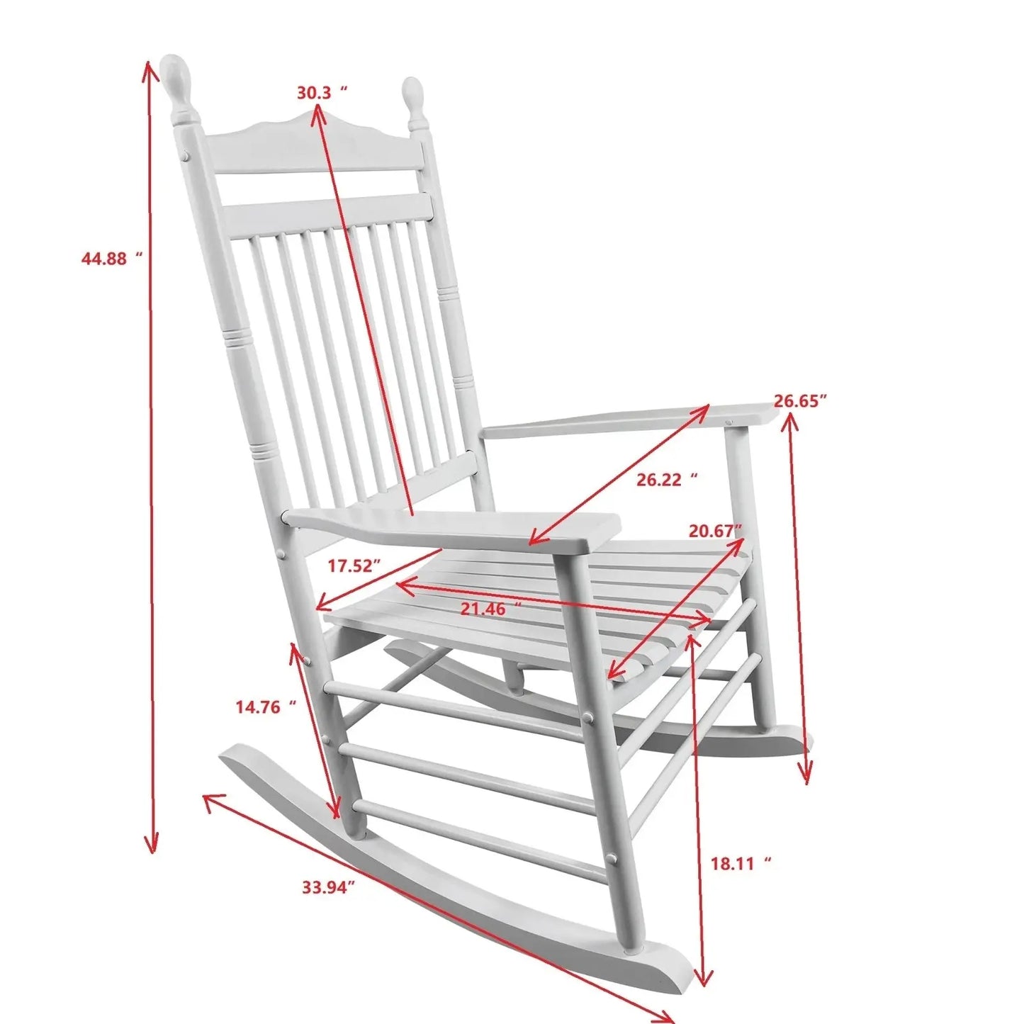 BALCONY PORCH ADULT ROCKING CHAIR - WHITE My Store