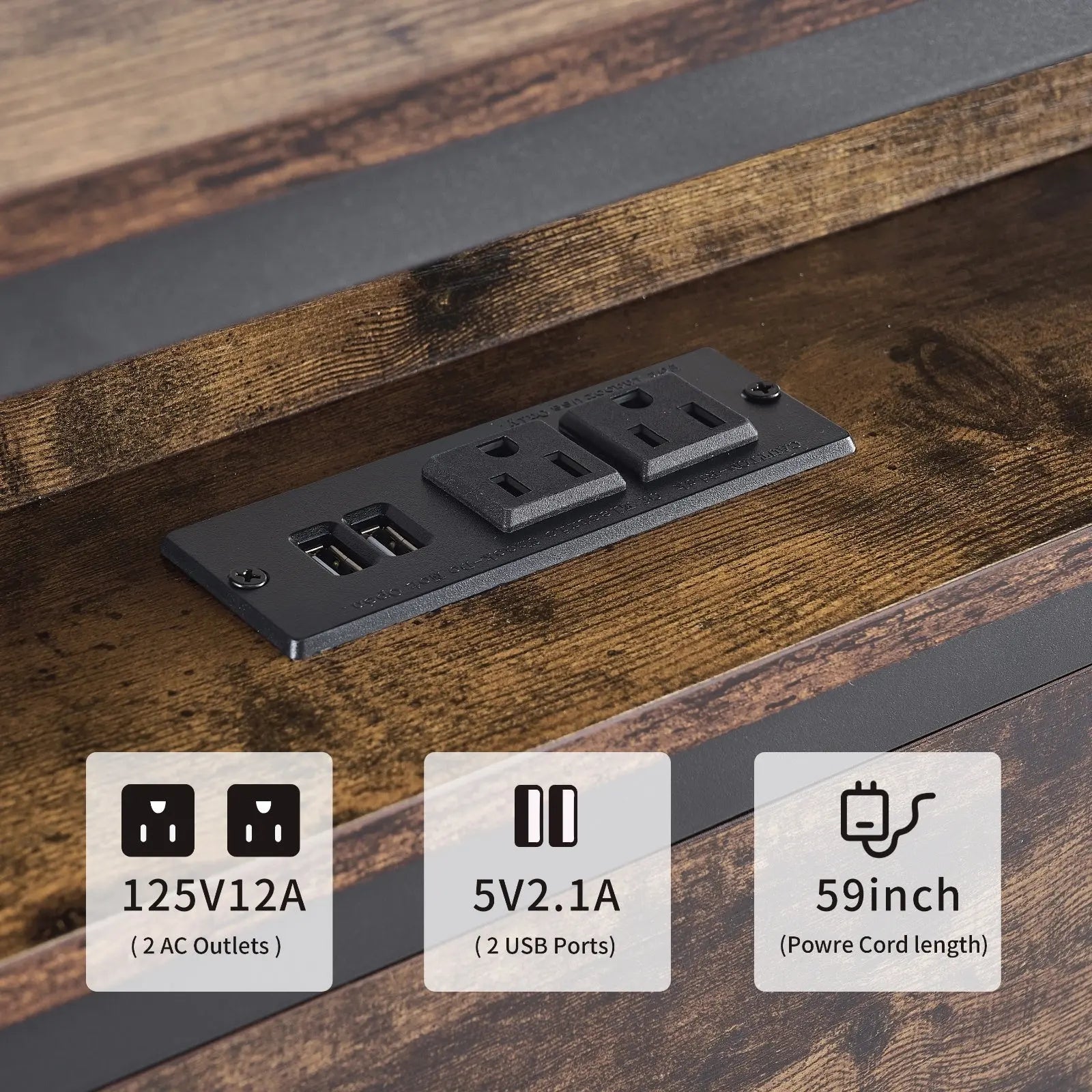 Queen Size Bed Frame, Storage Headboard With LED Light, Charging Station, Solid And Stable, Noise Fr My Store