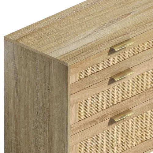Rattan Dresser With Drawers, 6 Drawer Dresser -Natural My Store