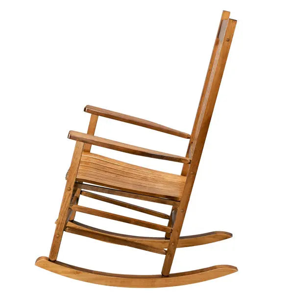 Wooden Rocking Chair With Original Wood Color, Poplar Wavy Shape And Armrests My Store