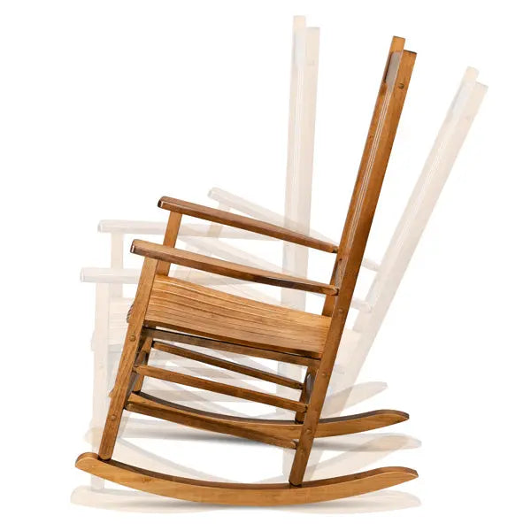 Wooden Rocking Chair With Original Wood Color, Poplar Wavy Shape And Armrests My Store