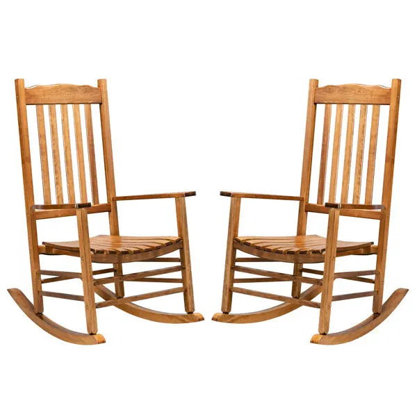 Wooden Rocking Chair With Original Wood Color, Poplar Wavy Shape And Armrests My Store