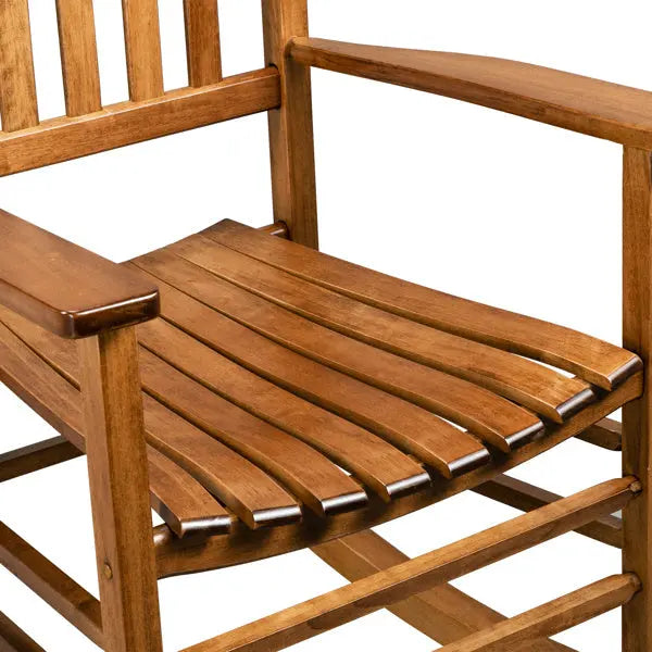 Wooden Rocking Chair With Original Wood Color, Poplar Wavy Shape And Armrests My Store