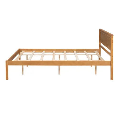 Platform Bed Frame With Headboard, Wood Slat Support, No Box Spring Needed, Queen, Oak My Store