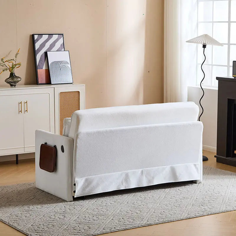 3-in-1 Convertible Sofa Chair Pull-out Sofa Bed, Convenient Folding Tray Table With USB And Type-C Charging Ports Modern Love seat My Store