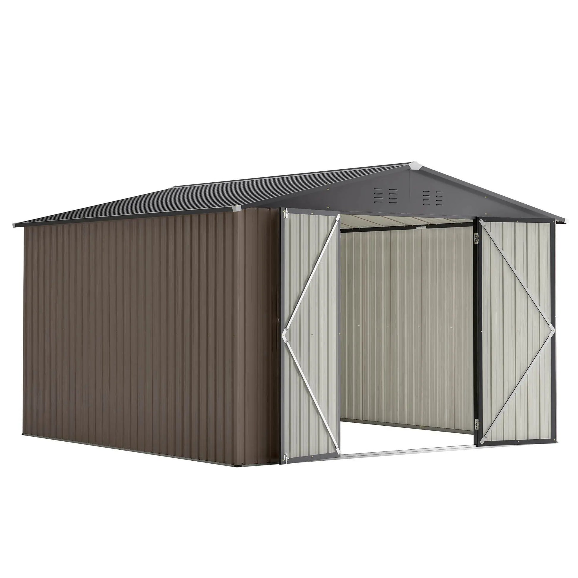 10 X 10 Ft Metal Storage Shed Brown My Store