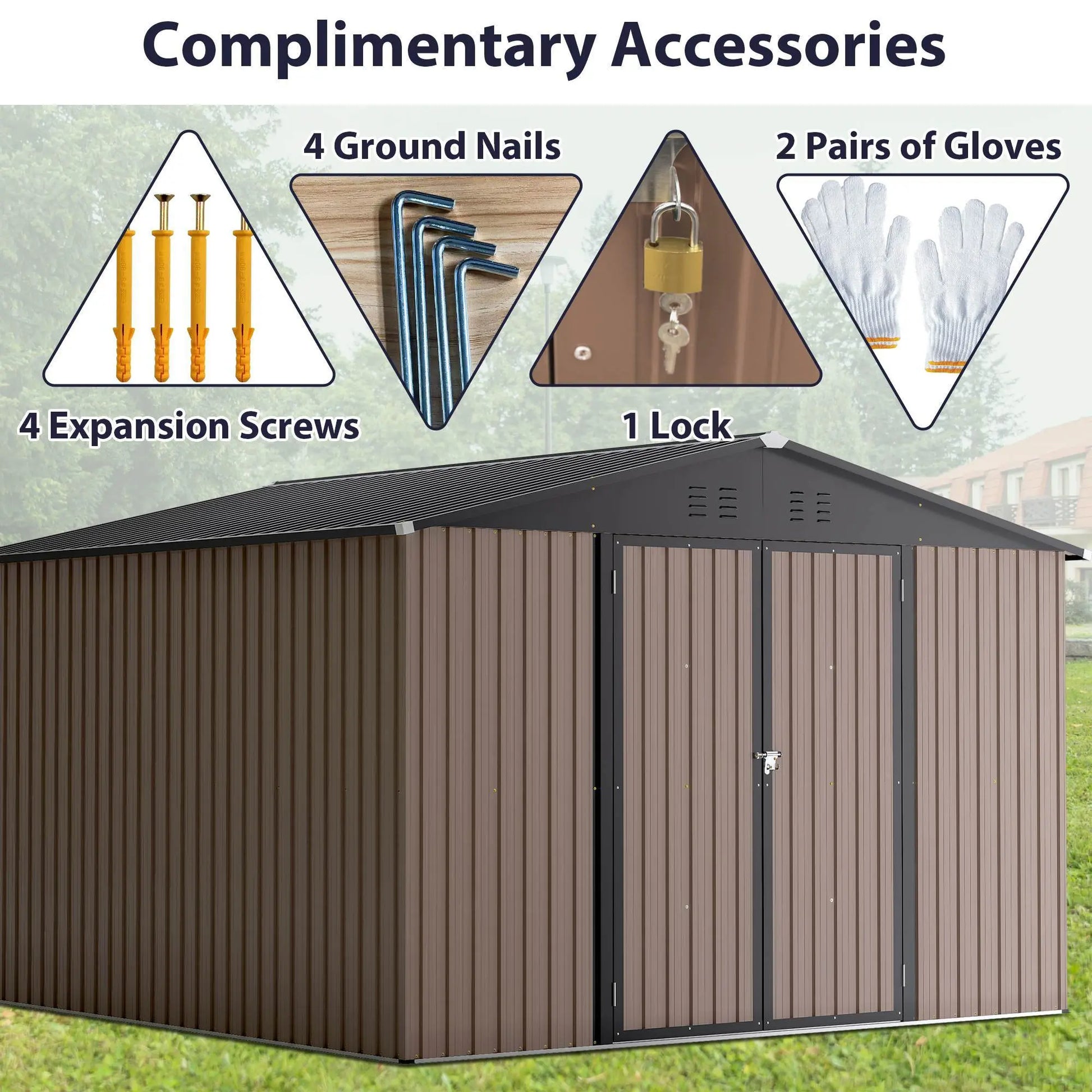 10 X 10 Ft Metal Storage Shed Brown My Store