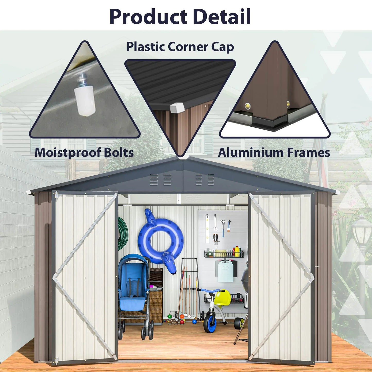 10 X 10 Ft Metal Storage Shed Brown My Store