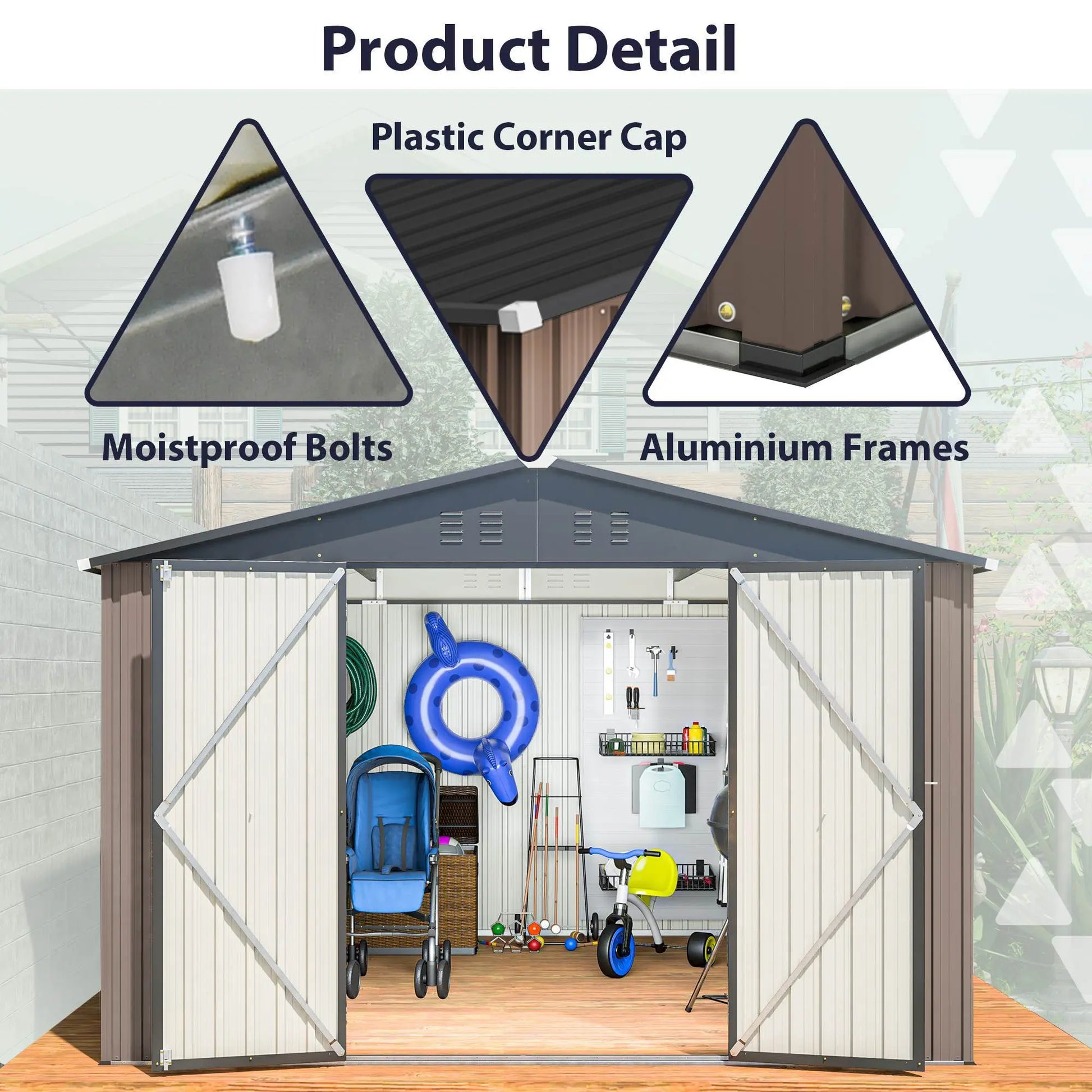 10 X 10 Ft Metal Storage Shed Brown My Store