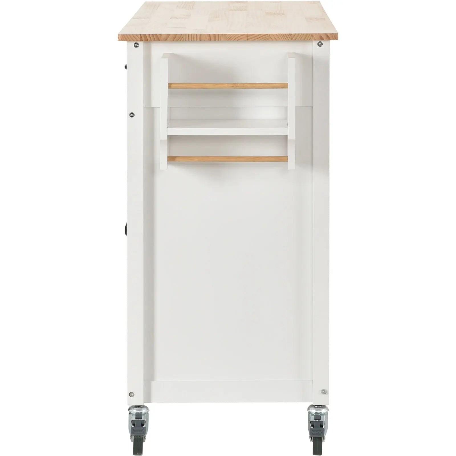 54.3Kitchen Island Cart Solid Wood Top, Locking Wheels, 4-Door Cabinet My Store
