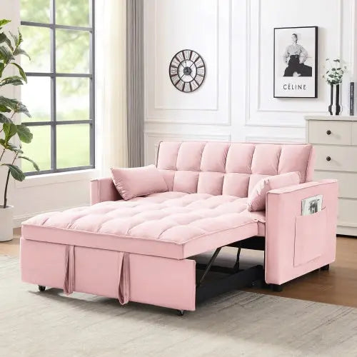 Modern Velvet Loveseat Futon Sofa Couch W Pullout Bed My Store