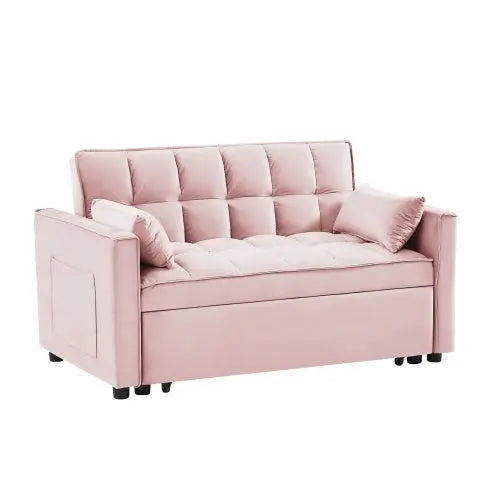 Modern Velvet Loveseat Futon Sofa Couch W Pullout Bed My Store