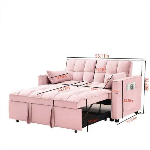 Modern Velvet Loveseat Futon Sofa Couch W Pullout Bed My Store