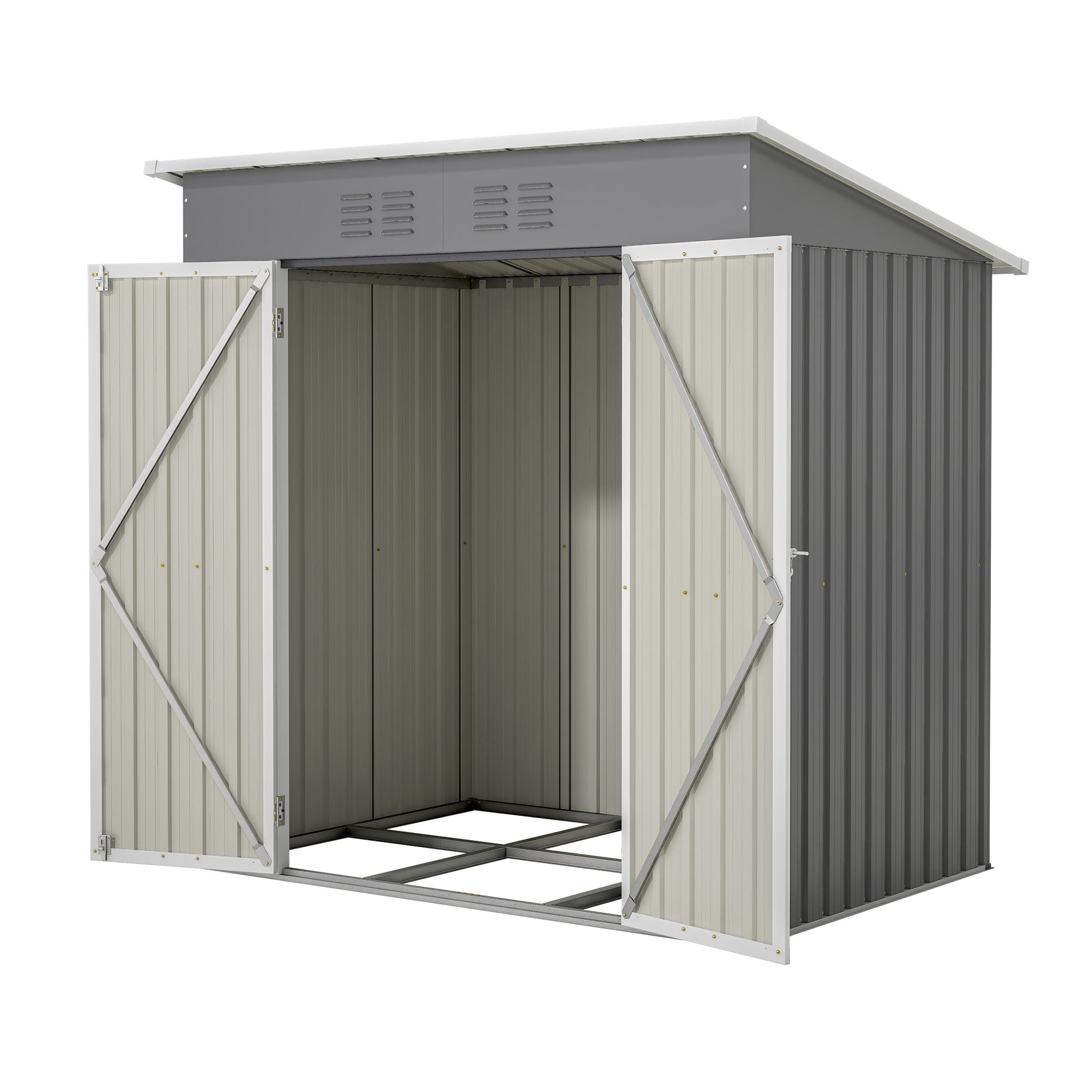 6'x4' Outdoor Metal Storage Shed Inkedjoy