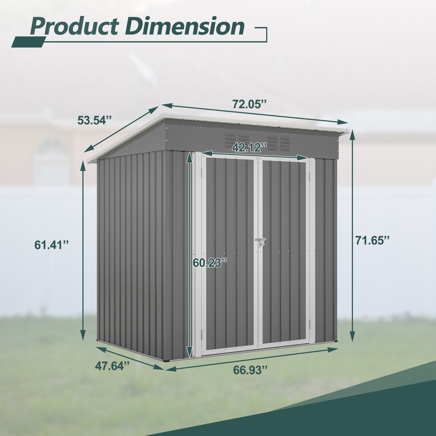 6'x4' Outdoor Metal Storage Shed Inkedjoy