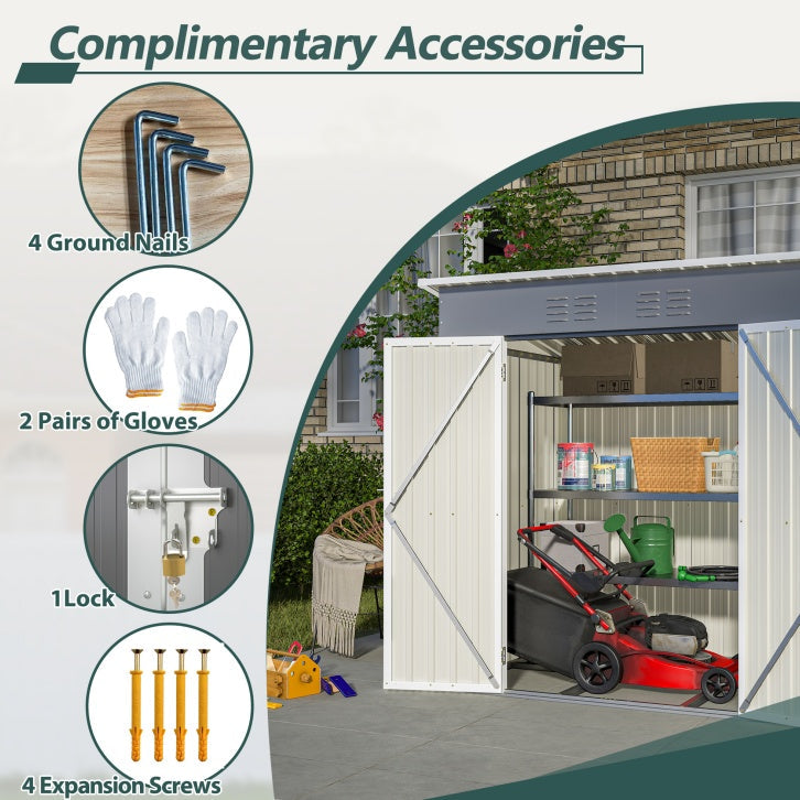 6'x4' Outdoor Metal Storage Shed Inkedjoy