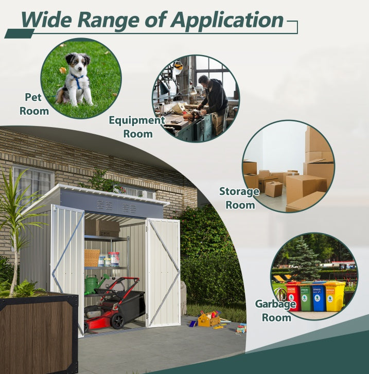 6'x4' Outdoor Metal Storage Shed Inkedjoy