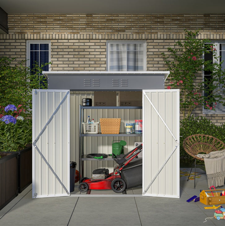 6'x4' Outdoor Metal Storage Shed Inkedjoy
