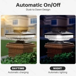 4 Pack Outdoor Solar Post Cap Lights  Cold White IP65 Waterproof Inkedjoy